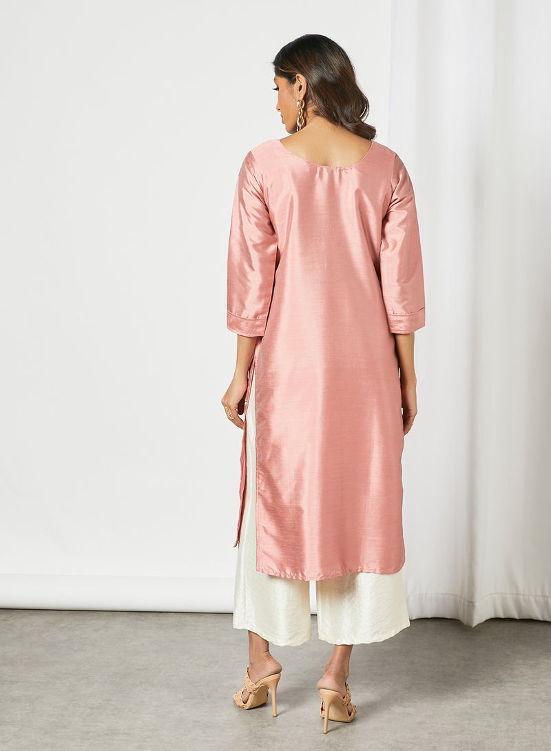 Zyna Fashion - Trendy Fancy Work Kurti Pink - Image 1