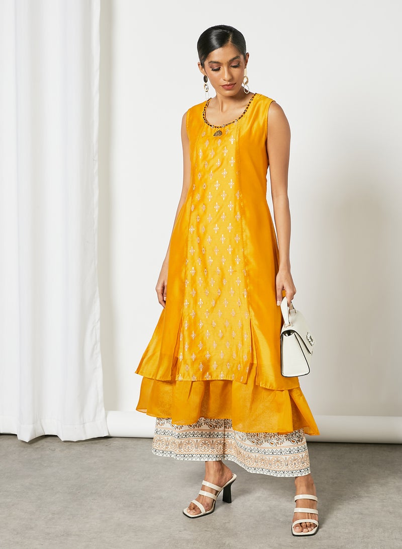 Zyna Fashion - Hand Work Unique Cut Kurti Yellow - Image 1