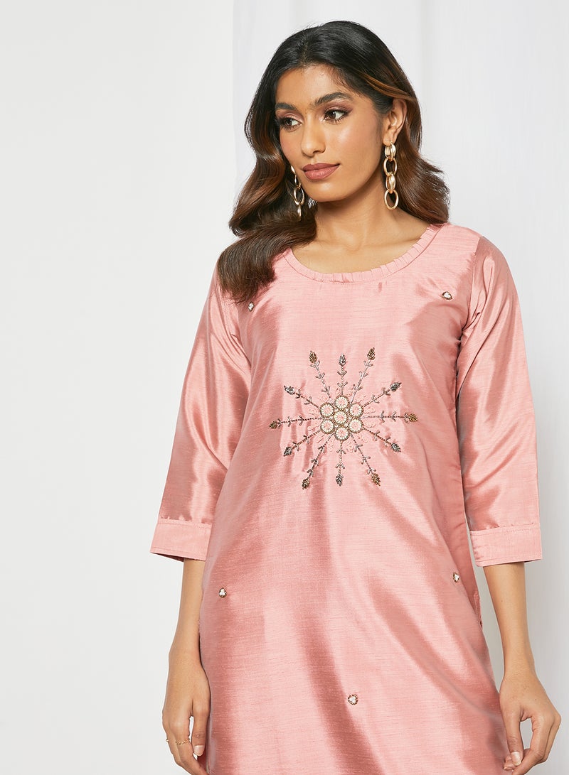 Zyna Fashion - Trendy Fancy Work Kurti Pink - Image 1