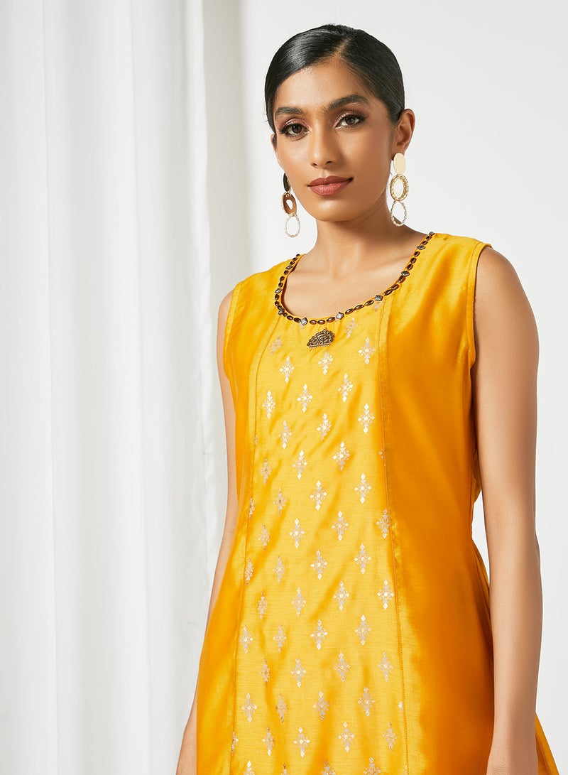 Zyna Fashion - Hand Work Unique Cut Kurti Yellow - Image 1