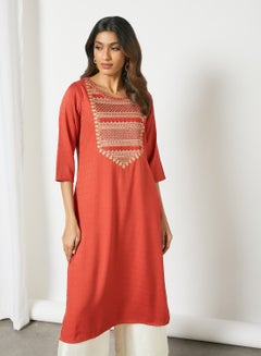 Trendy Elegant Round Neck Kurta Red
