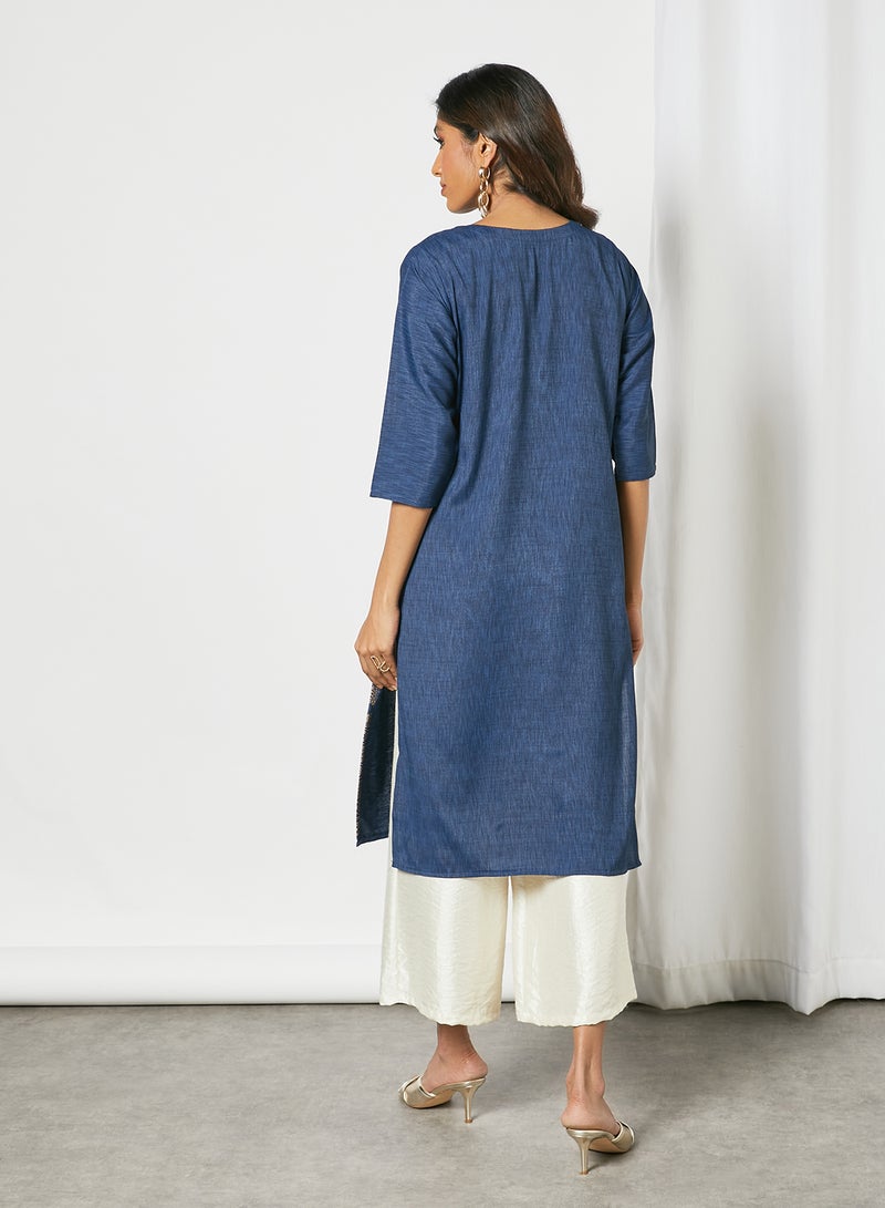 Zyna Fashion - Trendy Printed Round Neck Mid Length Kurta Multicolour - Image 1