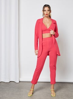 FEMME LUXE Notch Collar Three-Piece Suit (Set of 3) Pink  - Image 1