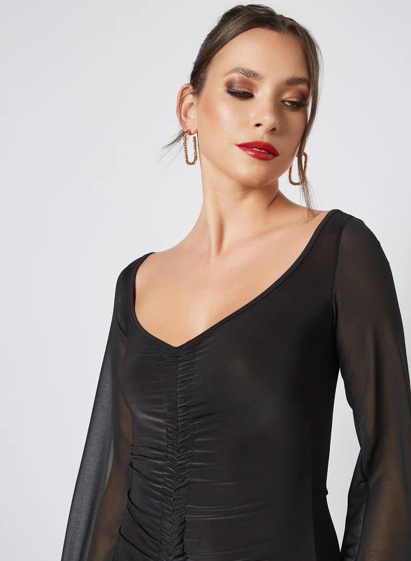 فيمي لوكس Ruched Mini Dress أسود