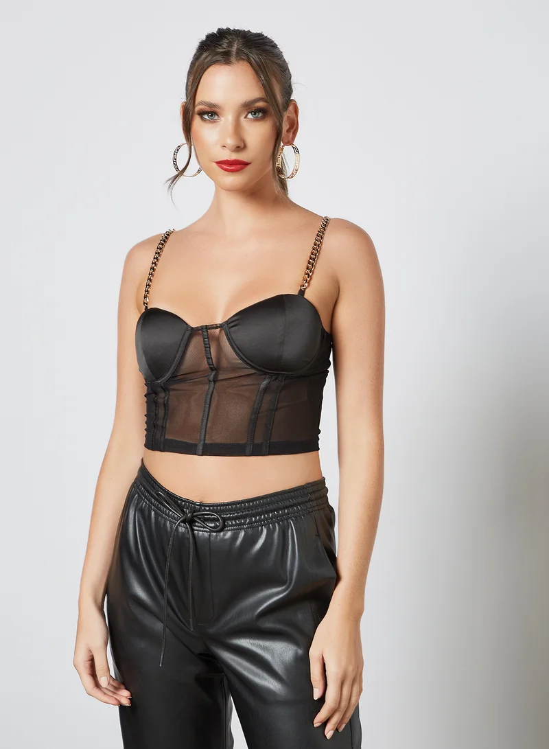 FEMME LUXE Chain Strap Corset Top