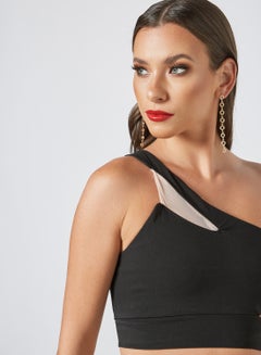 FEMME LUXE One Shoulder Crop Top Black  - Image 2