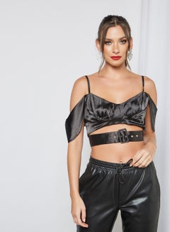 FEMME LUXE Cut-Out Detail Top Black  - Image 1