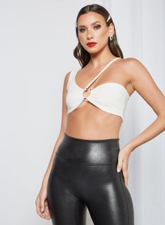 One Shoulder Crop Top White