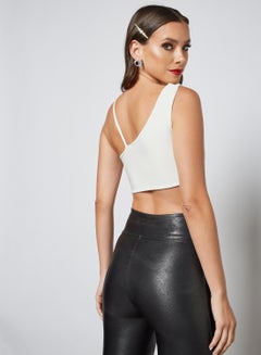 FEMME LUXE One Shoulder Crop Top White  - Image 4