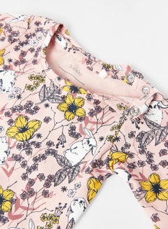 guppy Baby Floral Print Onesie Light Pink  - Image 3