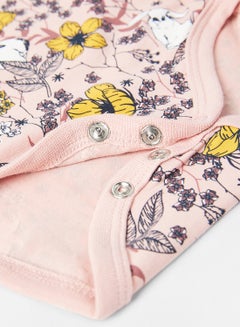 guppy Baby Floral Print Onesie Light Pink  - Image 4