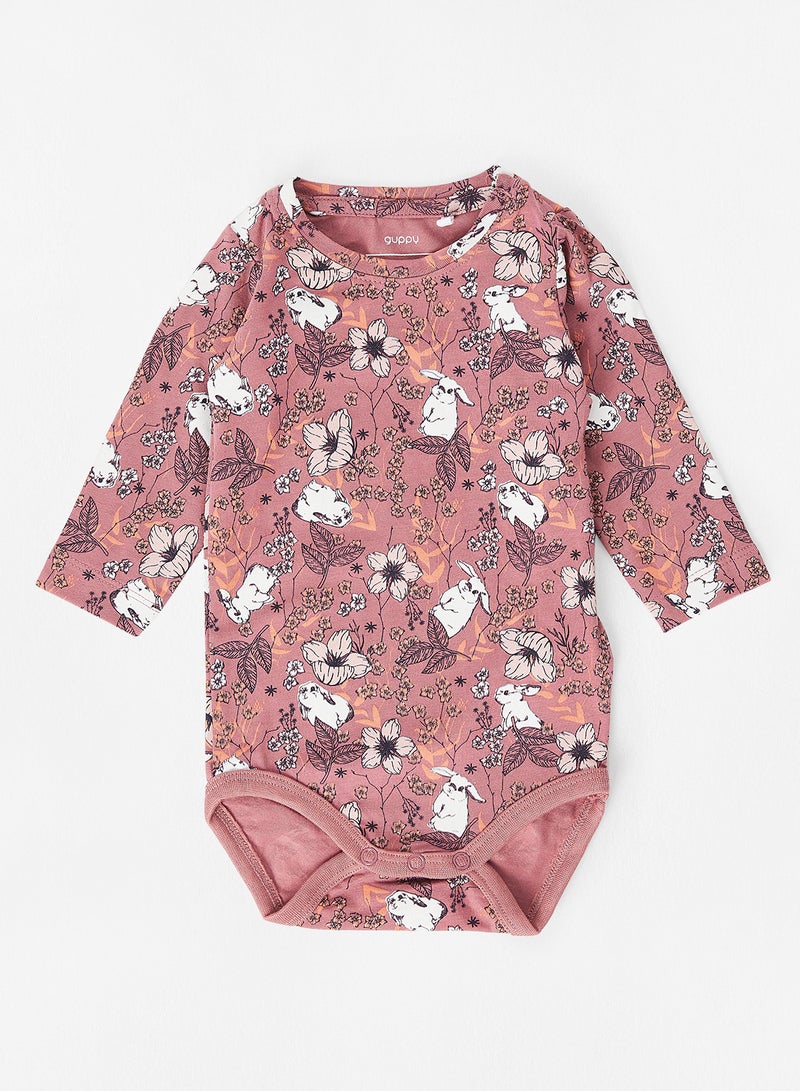 guppy Baby Floral Print Onesie Pink  - Image 1
