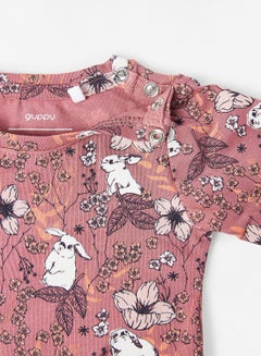 guppy Baby Floral Print Onesie Pink  - Image 3
