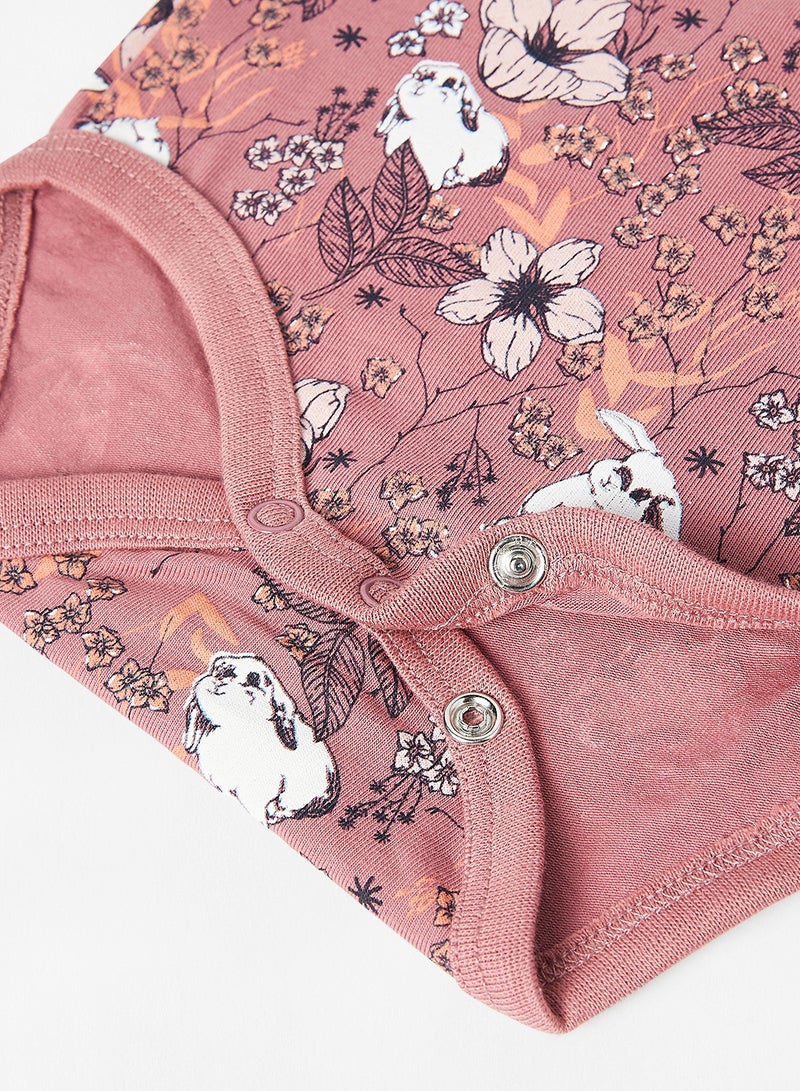 guppy Baby Floral Print Onesie Pink  - Image 4