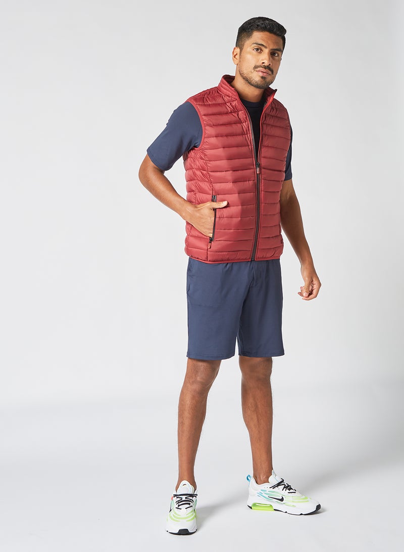 Men's Casual Side Pockets Detail Puffer Vest Jacket Lipstick Red - v1633096591/N47146466V_2