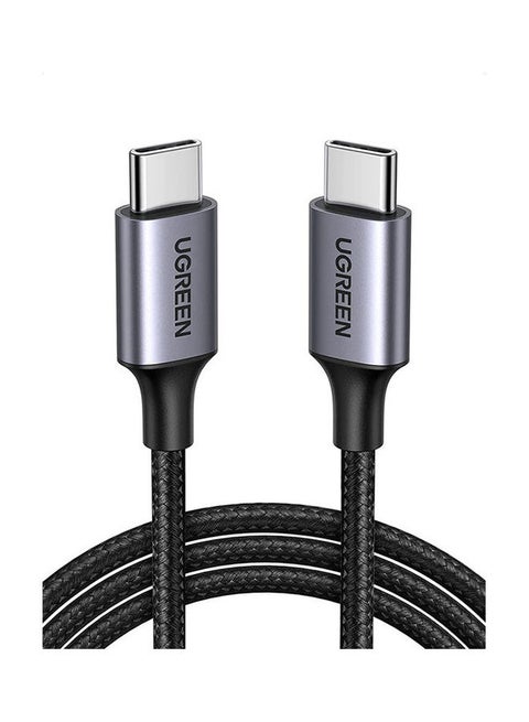 60W PD 3A USB Type C Male To Type C Male, Quick Charge Cable with 480Mbps Data Transfer Speed, Type-C Computers to Smartphones Data Syncing, 2M Grey Black