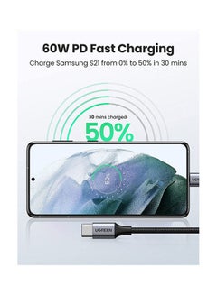 60W PD 3A USB Type C Male To Type C Male, Quick Charge Cable with 480Mbps Data Transfer Speed, Type-C Computers to Smartphones Data Syncing, 2M Grey Black - v1633096601/N51182329A_2