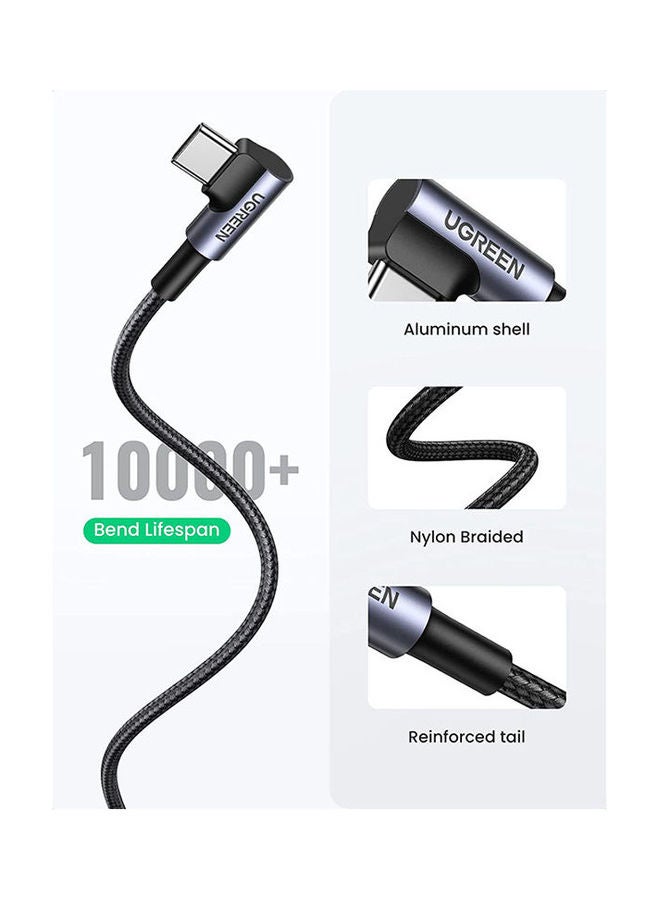 Ugreen - USB 2.0-A to Angled USB-C M/M Cable Aluminum Shell with Braided 3m Black - Image 1
