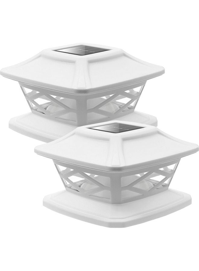 Generic 2-Piece Solar Post Cap Fence Outdoor Lamp Lighting White 30X10.50X16.50cm  - Image 1
