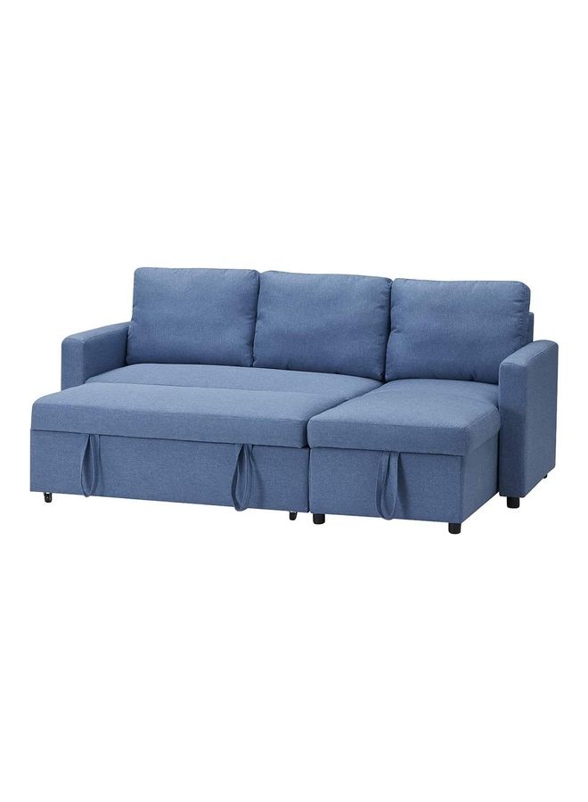 Generic Boom Dewan Sofa Cum Bed Convertible Sofa With Cution 3 Seaters Blue 210x150x75cm  - Image 2