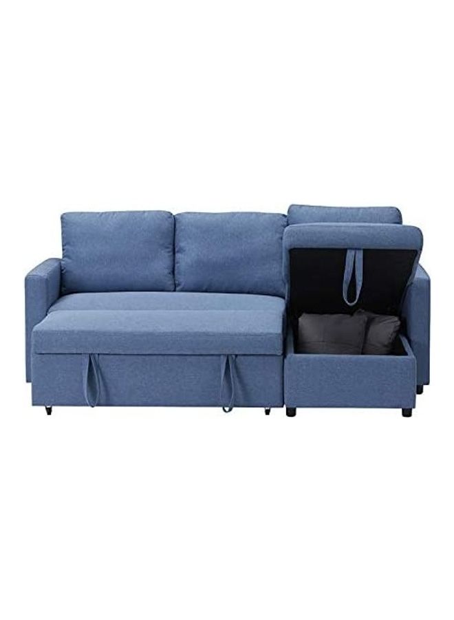 Generic Boom Dewan Sofa Cum Bed Convertible Sofa With Cution 3 Seaters Blue 210x150x75cm  - Image 5