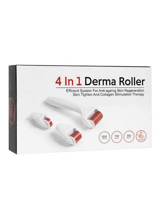 ديرما رولر مجموعة ديرما رولر 4 في 1 بإبر دقيقة من التيتانيوم مع حقيبة سفر