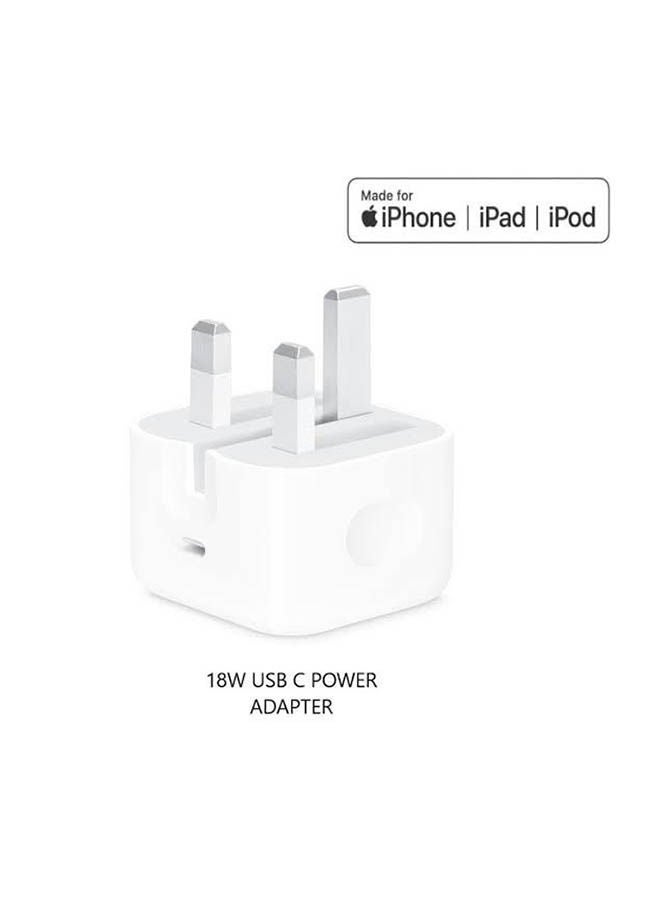 Apple 18W Usb-C Power Adapter Only Without Cable White