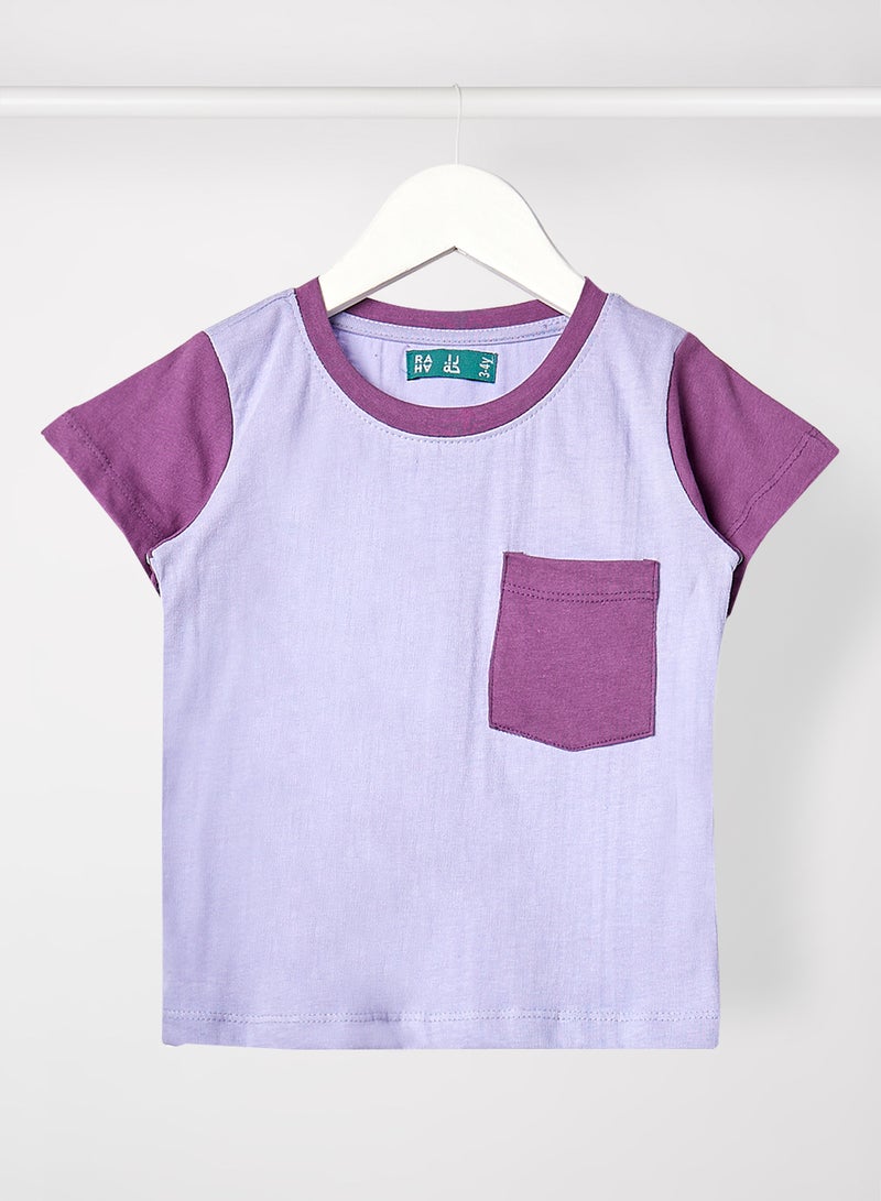 RAHA Boys Colourblock T-Shirt Purple  - Image 1