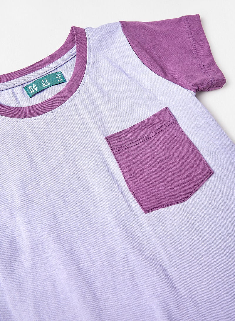 RAHA Boys Colourblock T-Shirt Purple  - Image 3