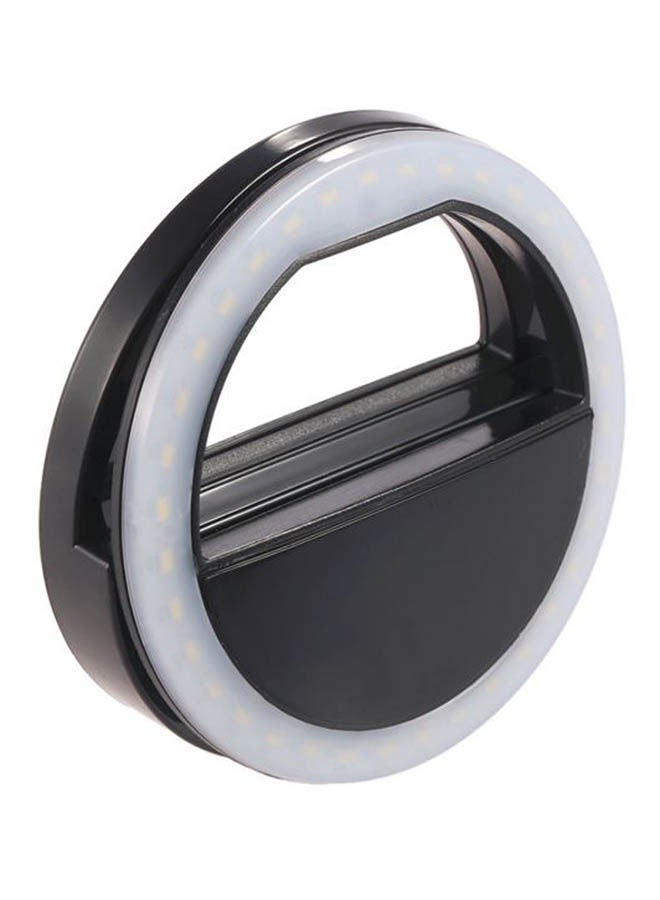 Portable Clip-On Mini Selfie Ring Light Lamp Fill-In Light Night For Smartphone Black  - Image 1