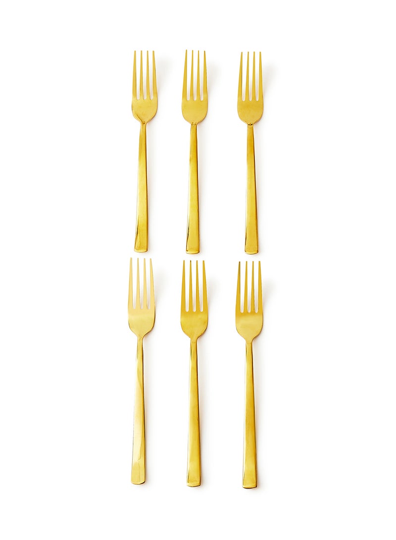 Noon East - 6 Piece Forks Set - Made Of Stainless Steel - Silverware Flatware - Fork Set - Serves 6 - Design Gold Spade Gold Spade 6 Pc Fork - Image 1