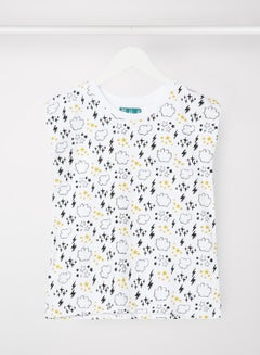RAHA Pure Cotton Girls Long lasting Printed T-Shirt White/ Yellow/ Black  - Image 1