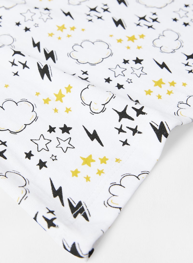 RAHA Pure Cotton Girls Long lasting Printed T-Shirt White/ Yellow/ Black  - Image 4