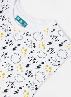 RAHA Pure Cotton Girls Long lasting Printed T-Shirt White/ Yellow/ Black  - Image 3