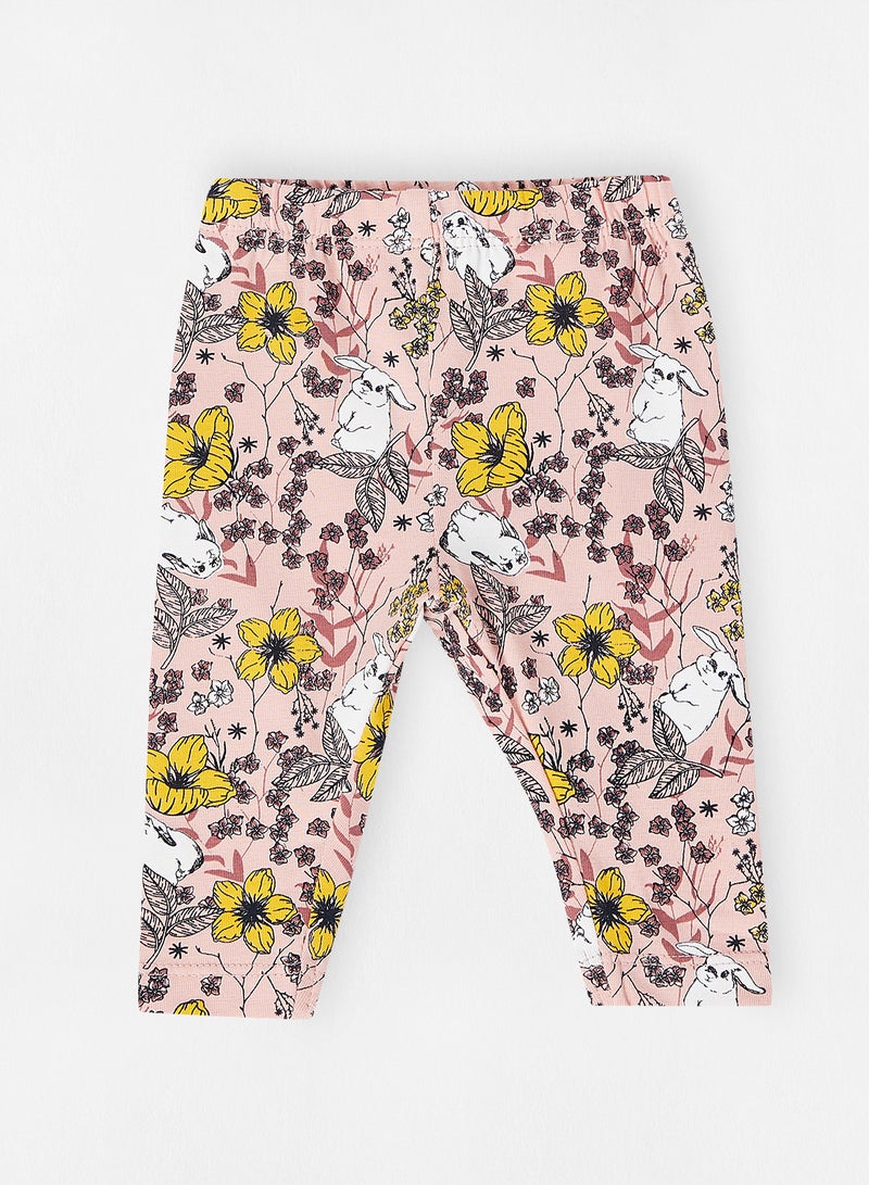 guppy - Baby Floral Print Leggings Light Pink - Image 1