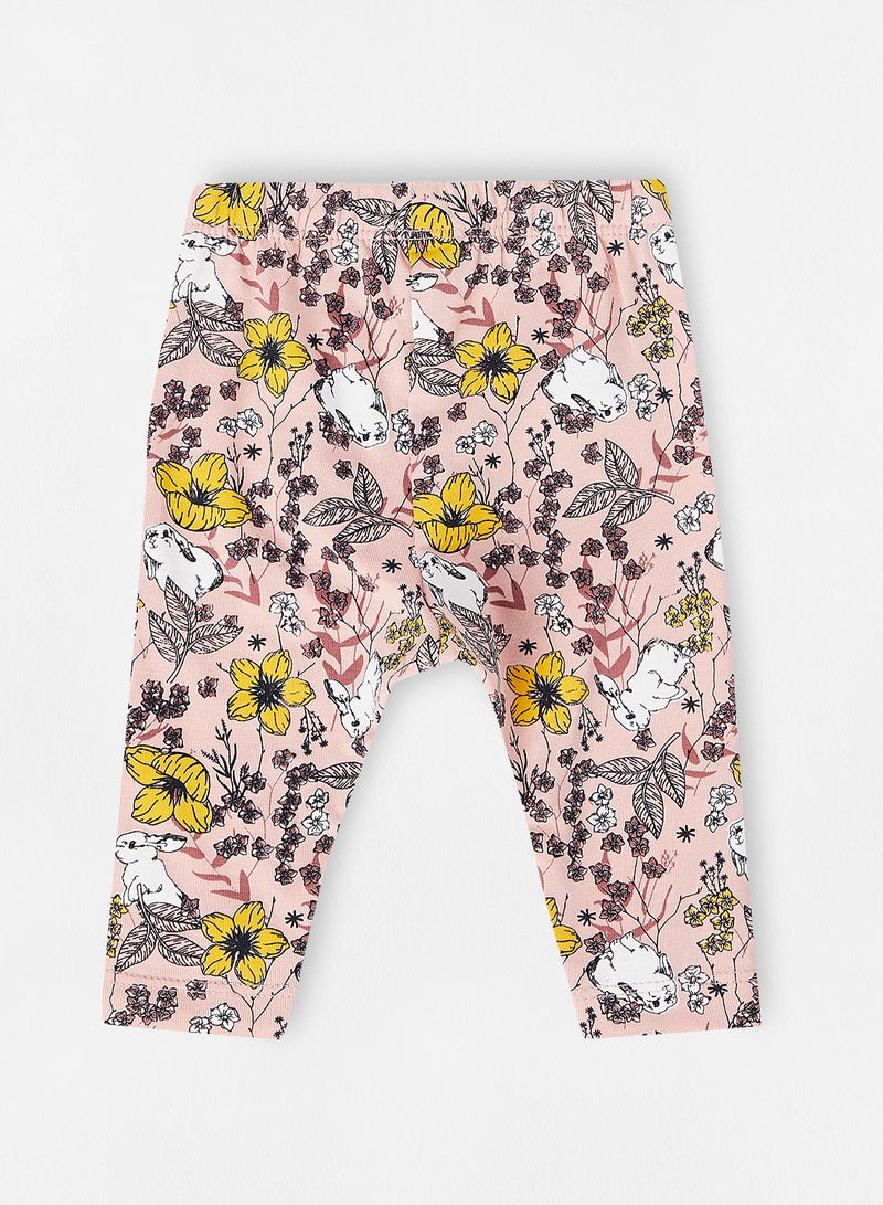 guppy - Baby Floral Print Leggings Light Pink - Image 1