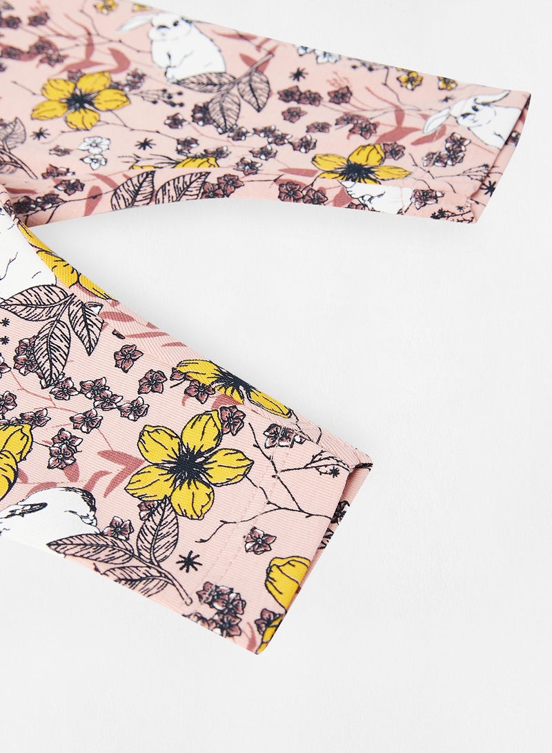 guppy - Baby Floral Print Leggings Light Pink - Image 1