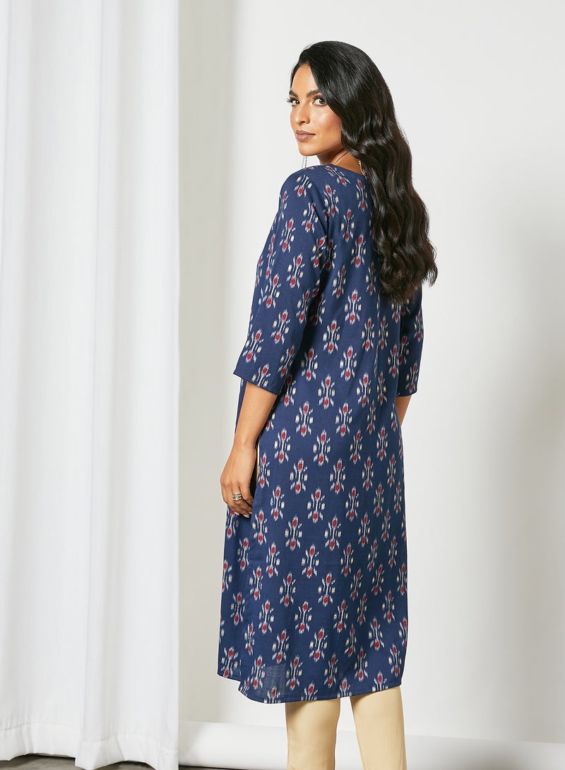 Zyna Fashion - Trendy Round Neck Elegant Kurta Blue - Image 1
