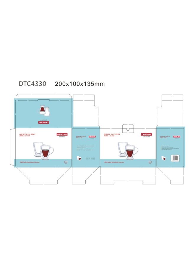 نيو فلام طقم قطعتان أقداح مزدوجة الجدار شفاف 20x10x13.5سم - Image 2