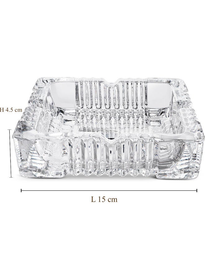 Alhoora Square Ashtray Cristal Design Clear 15x15x4.5cm - Image 4