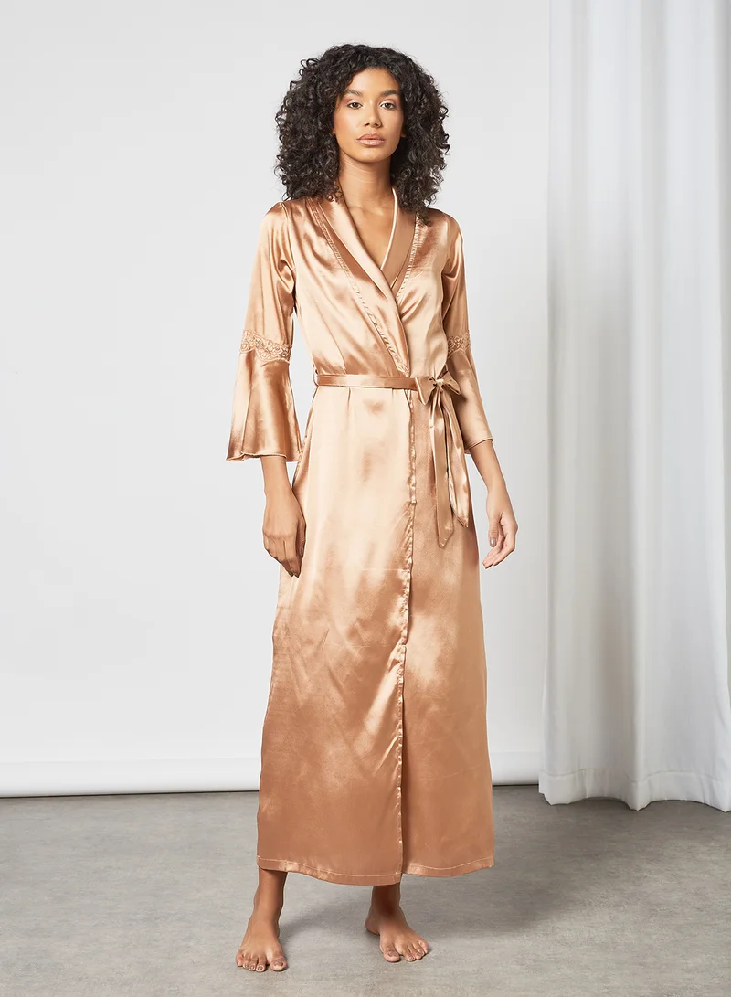 Private Lives Tie Waist Satin Nightdress Set (Set of 2)