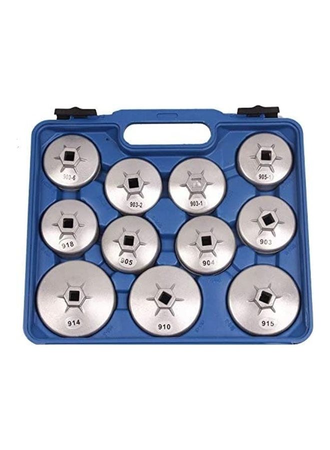 23-Piece Alloy Cup Type Oil Filter Cap Wrench Set Silver 49.01x46.10x20.50cm  - Image 2