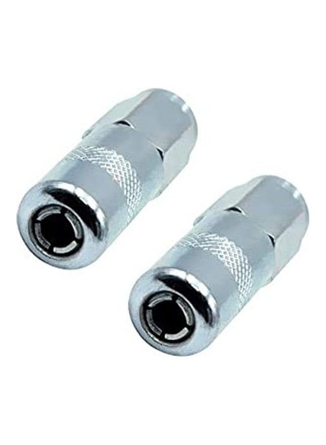 2-Piece Grease Gun Coupler Silver 8cm