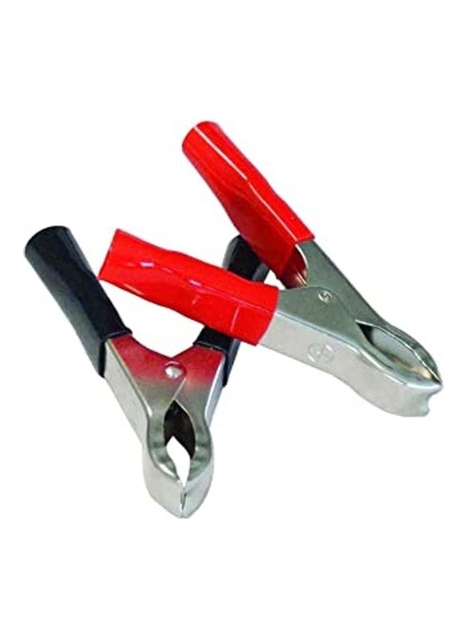 2-Piece Battery Clamp Red/Black/Silver 10cm 