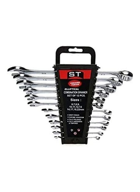 12-Piece Combination Spanner Set Silver 24x16.01x9.50cm