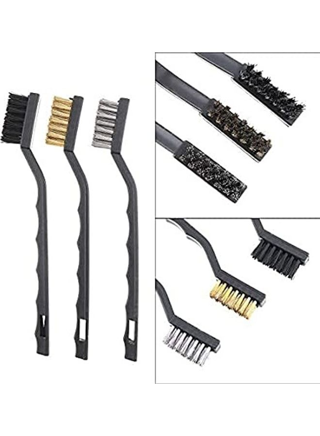 3-Piece Mini Wire Brush Black/Gold/Silver 6inch - Image 2