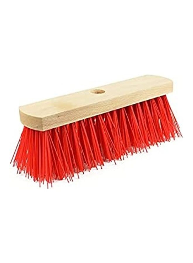 Hard Broom Garden Sweeping Brush With Stick Red/Beige 30x7.5x13cm