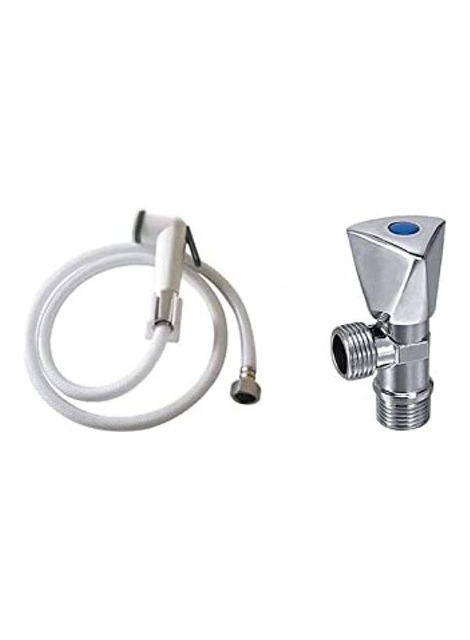 Shattaf Set With Angle Valve Silver 7inch