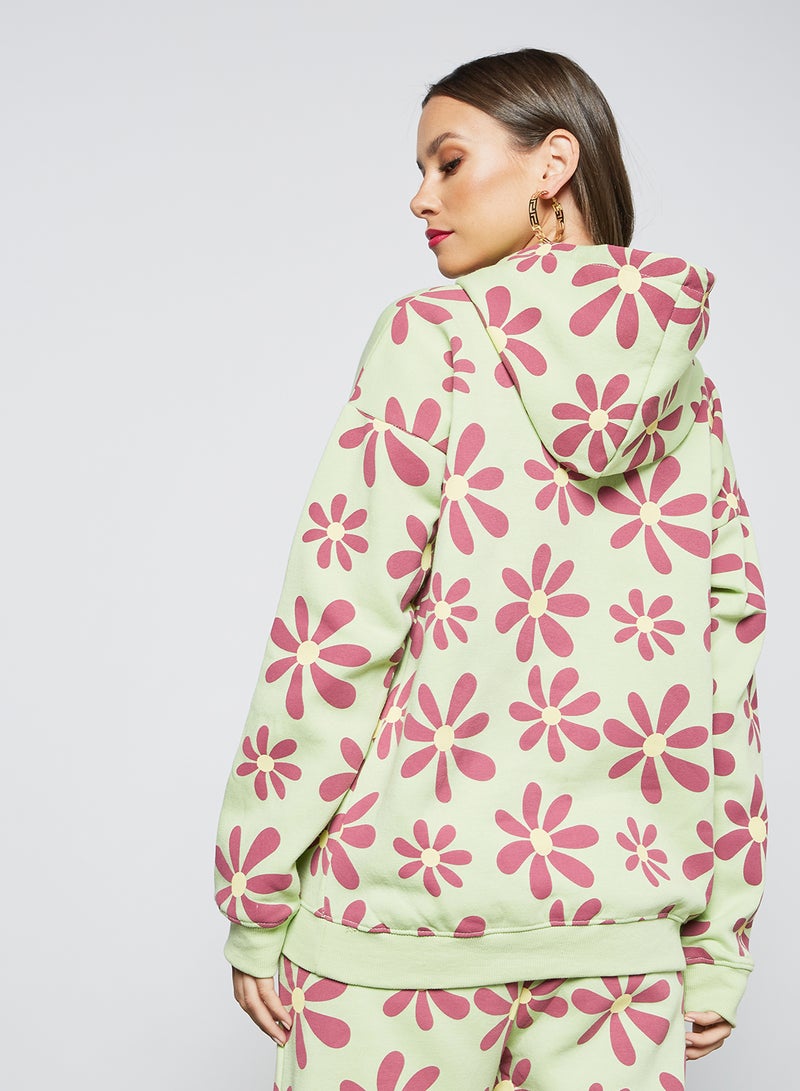 Daisy Street - Floral Print Hoodie Multicolour - Image 1