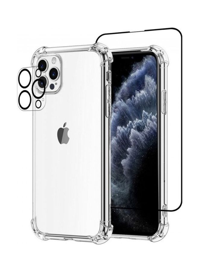 مارجون مجموعة من 3 قطع لاصقة حماية ثلاثية الأبعاد للشاشة من زجاج غوريلا وغطاء حماية وواقية للعدسة لهاتف آيفون 13 برو ماكس شفاف - Image 1